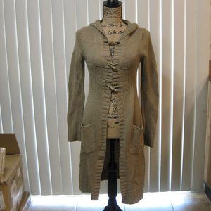 NWOT One Step Up tan khaki long duster sweater cardigan S small